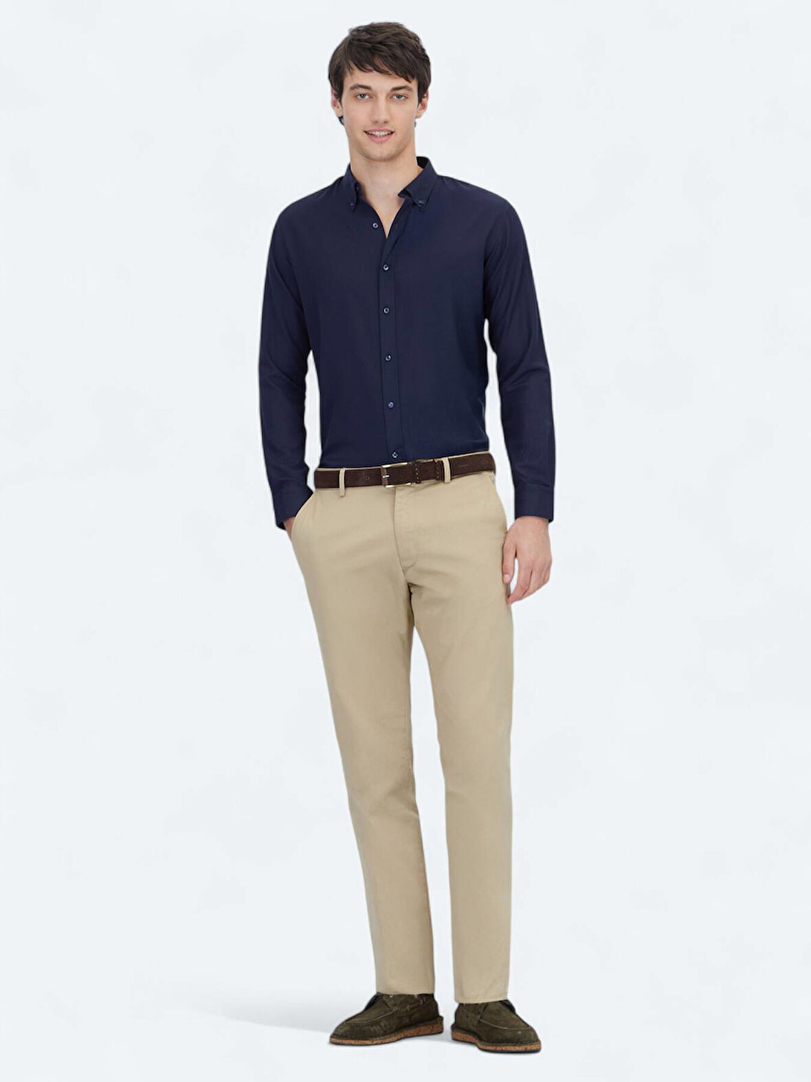 Safran Düz Dokuma Regular Fit Casual Pamuk Karışımlı Pantolon