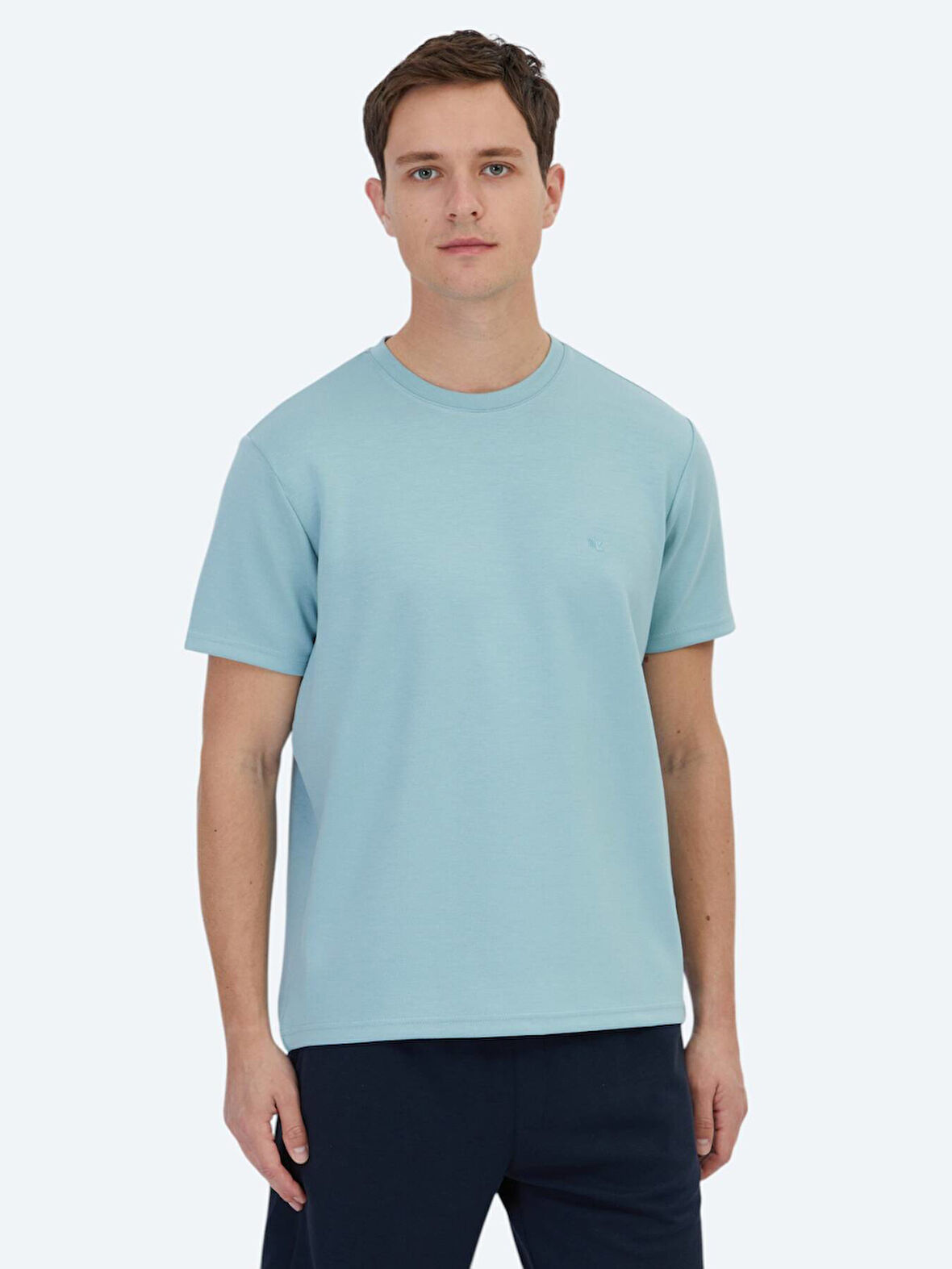 Mint Düz Bisiklet Yaka T-Shirt