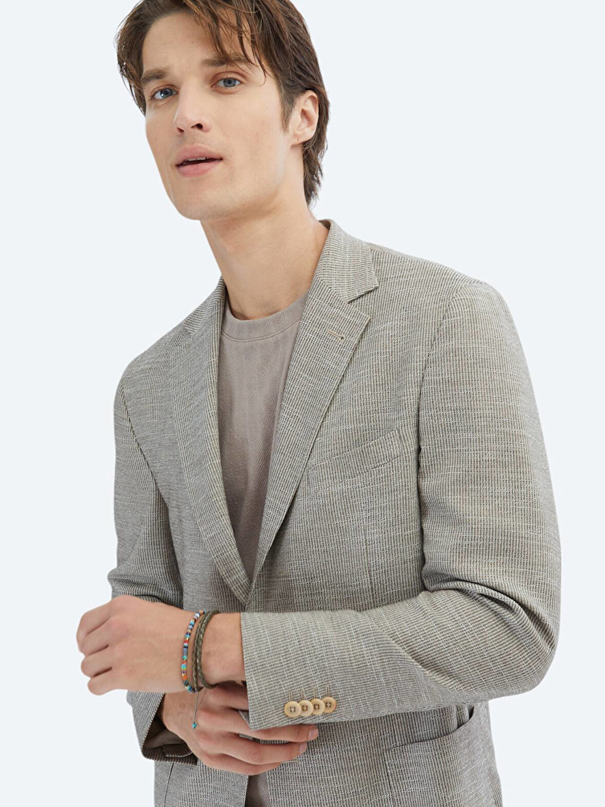 Kahverengi Desenli Regular Fit Ceket