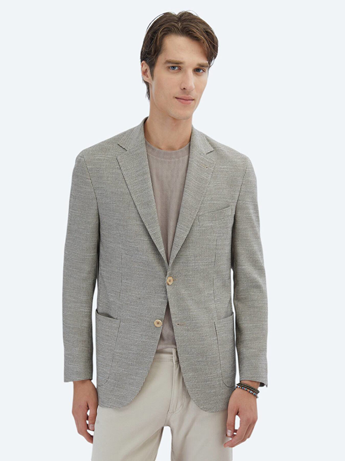 Kahverengi Desenli Modern Fit Ceket