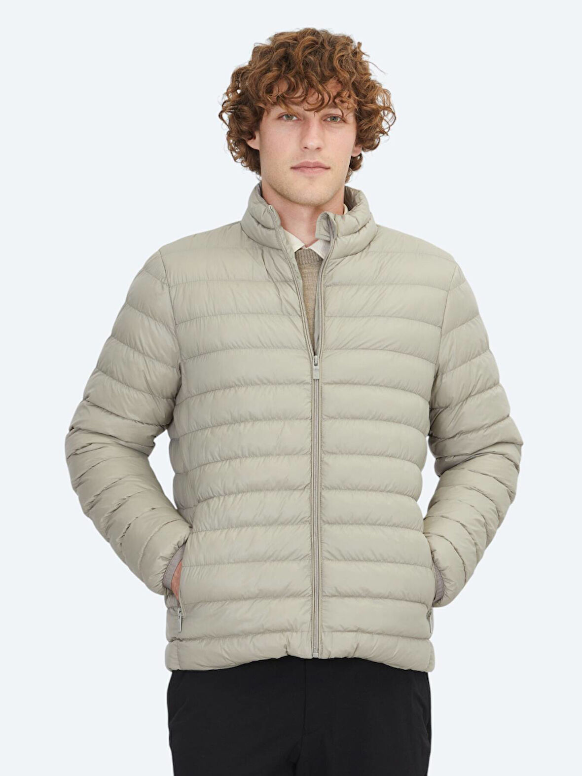 Vizon Regular Fit Dik Yaka Casual Dokuma Mont