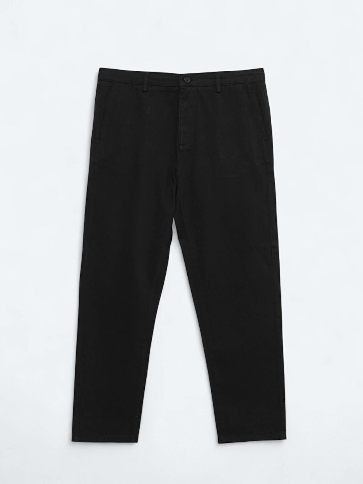 Siyah Dokuma Relaxed Fit Casual Pamuk Karışımlı Pantolon