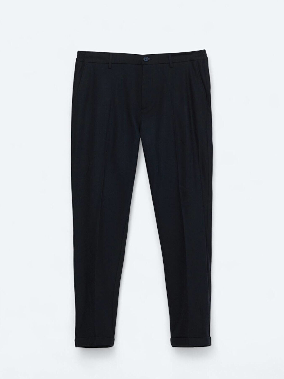 Lacivert Dokuma Jogging Fit Casual Yün Karışımlı Pantolon