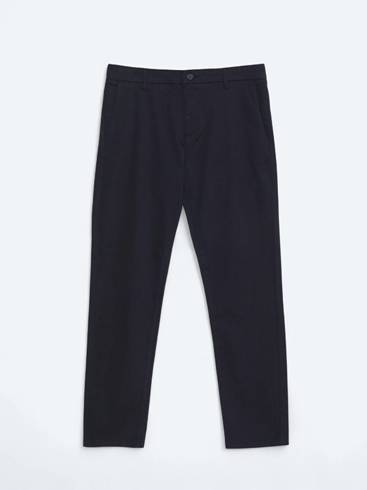 Lacivert Düz Dokuma Regular Fit Casual Pamuk Karışımlı Pantolon
