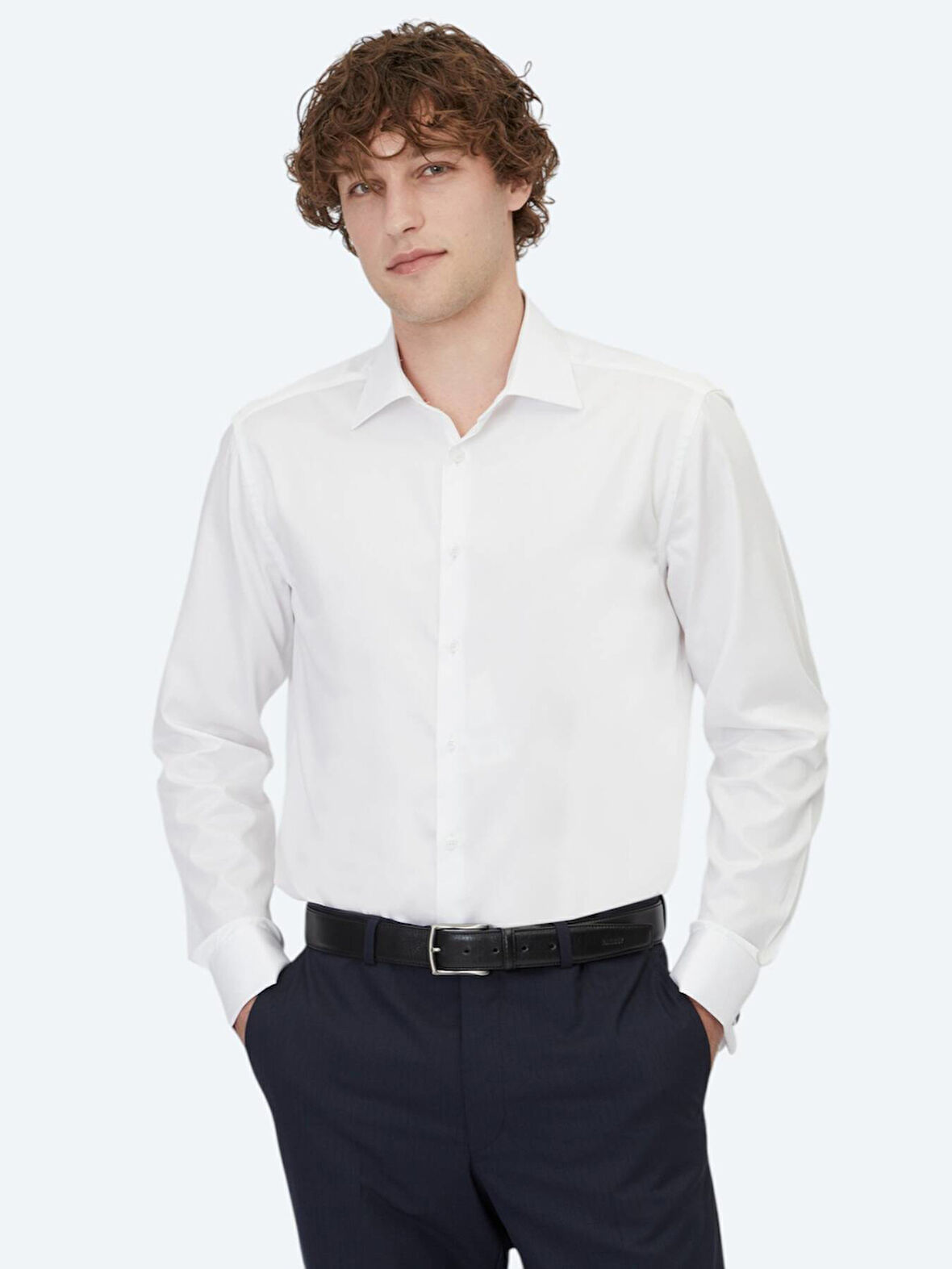 Beyaz Düz Regular Fit Dokuma Klasik %100 Pamuk Gömlek