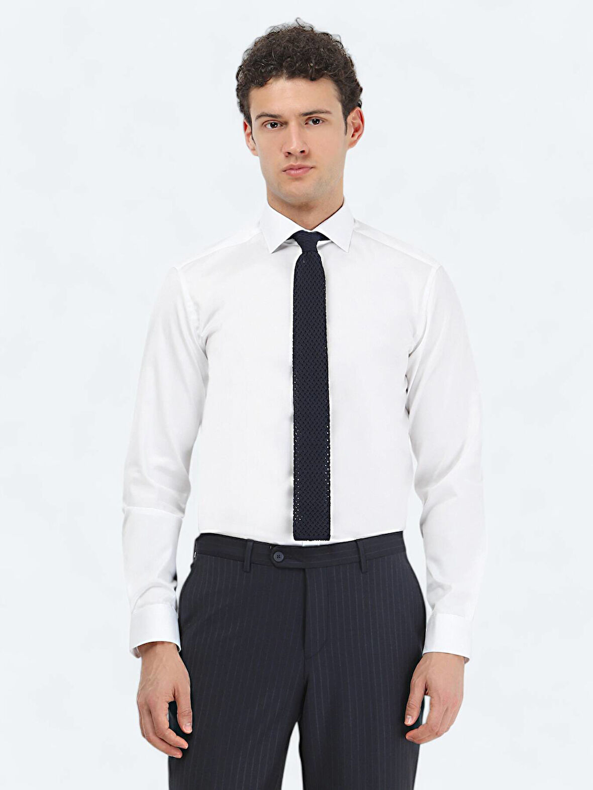 Beyaz Düz Regular Fit Dokuma Klasik %100 Pamuk Gömlek