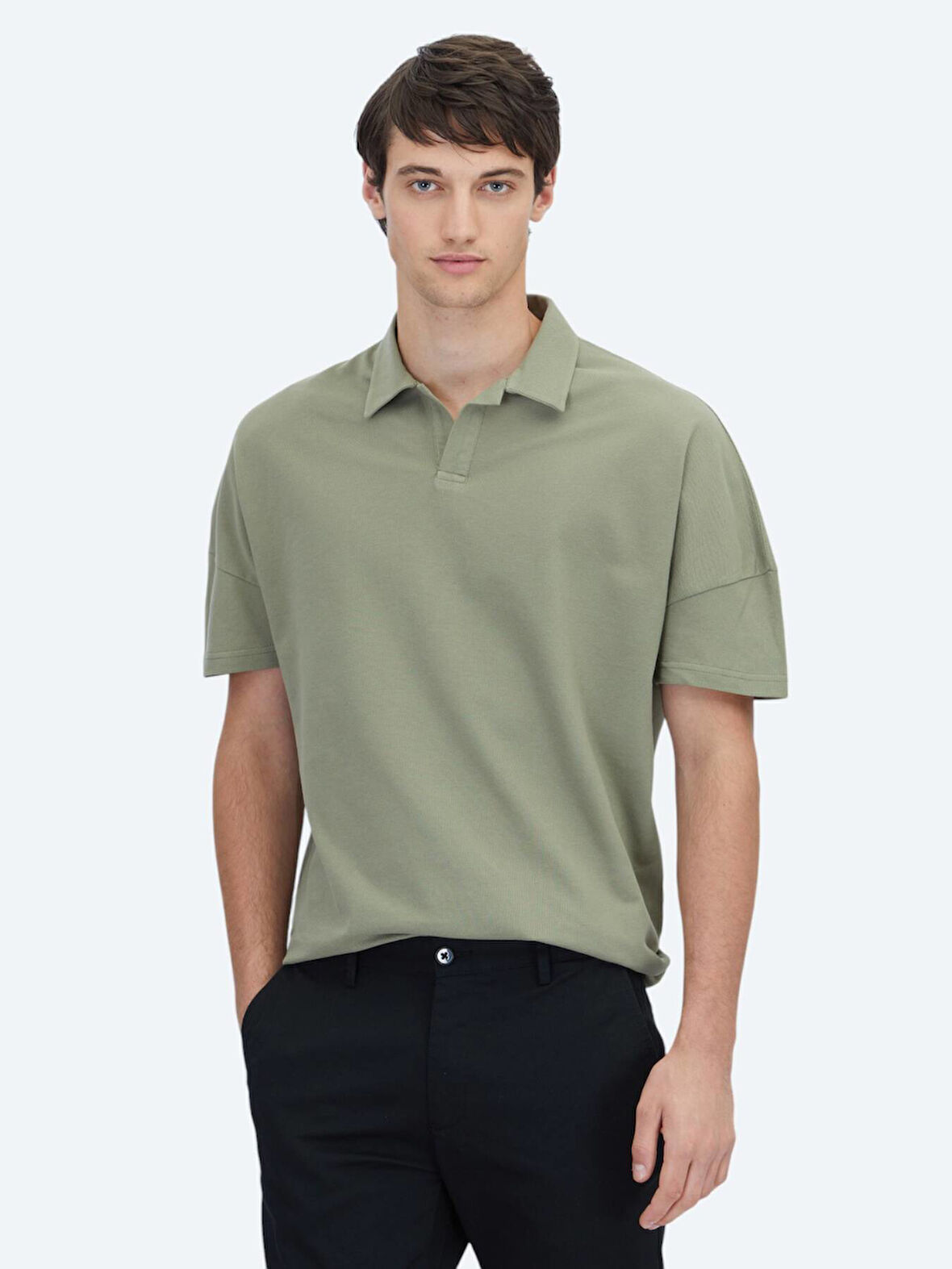 Yeşil Polo Yaka %100 Pamuk T-Shirt