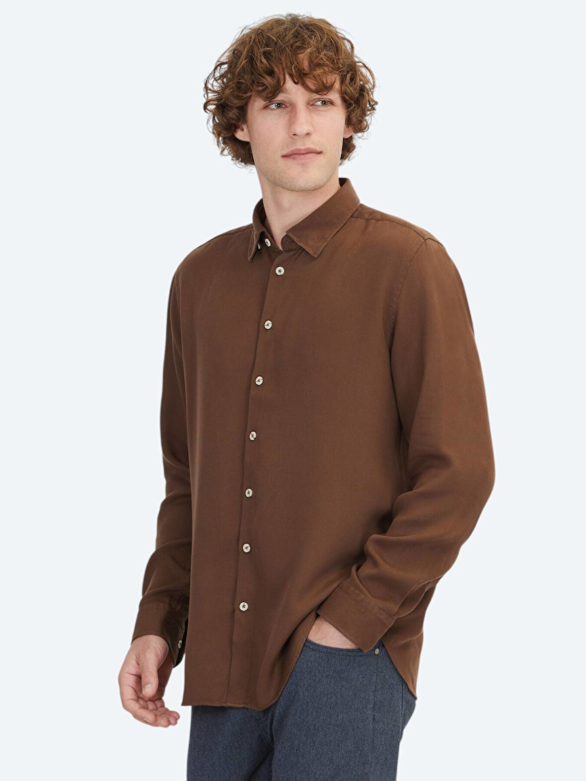 Kahverengi Regular Fit Dokuma Casual Gömlek