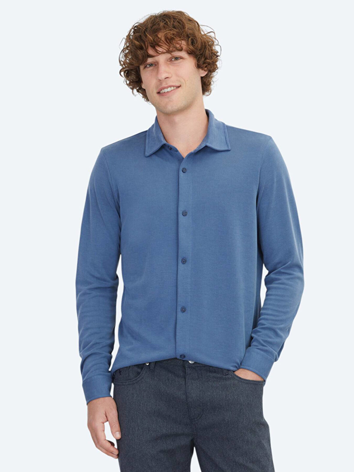Mavi Düz Regular Fit Casual Gömlek