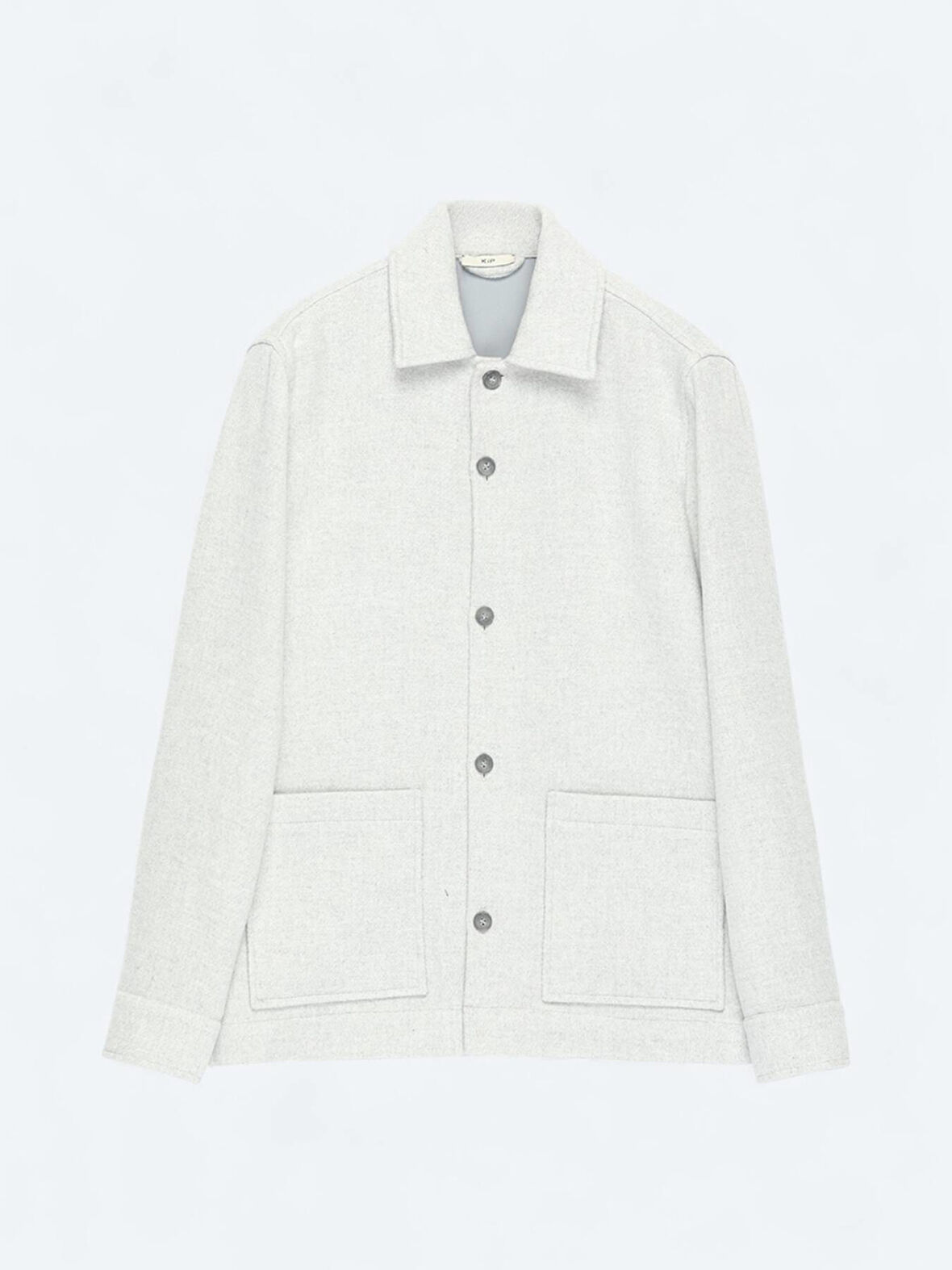 Gri Regular Fit Dokuma Yün Karışımlı Overshırt