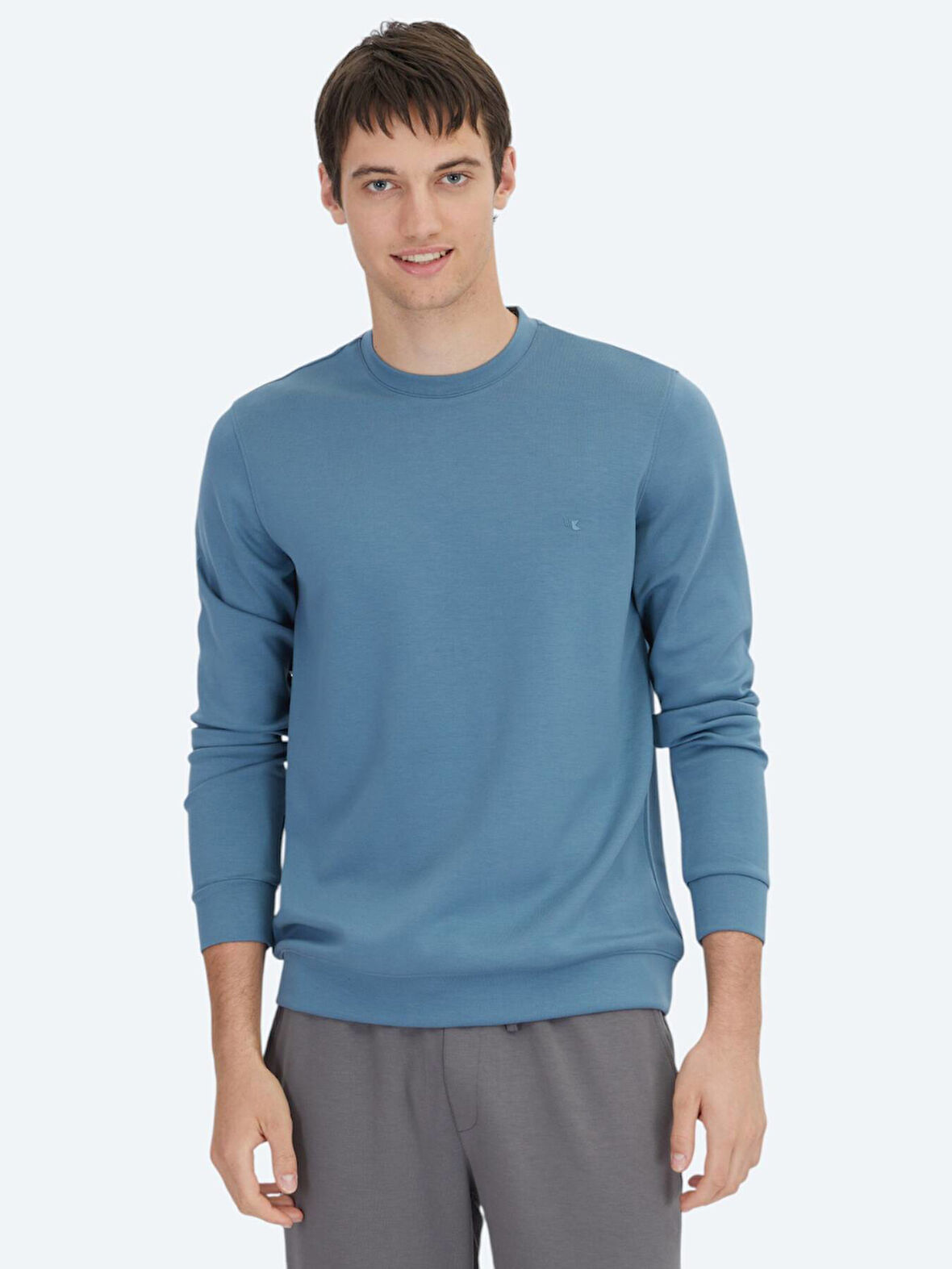 İndigo Bisiklet Yaka Sweatshırt