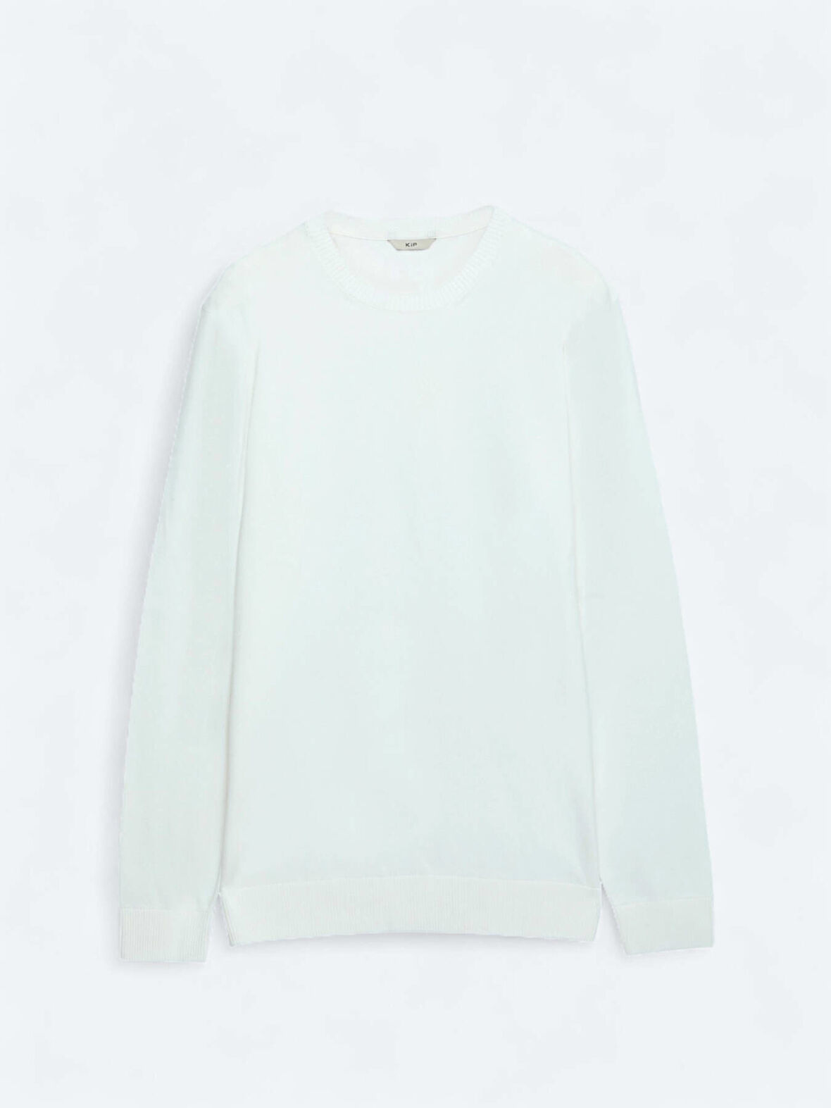 Ekru Bisiklet Yaka Düz Örgü Triko Kazak