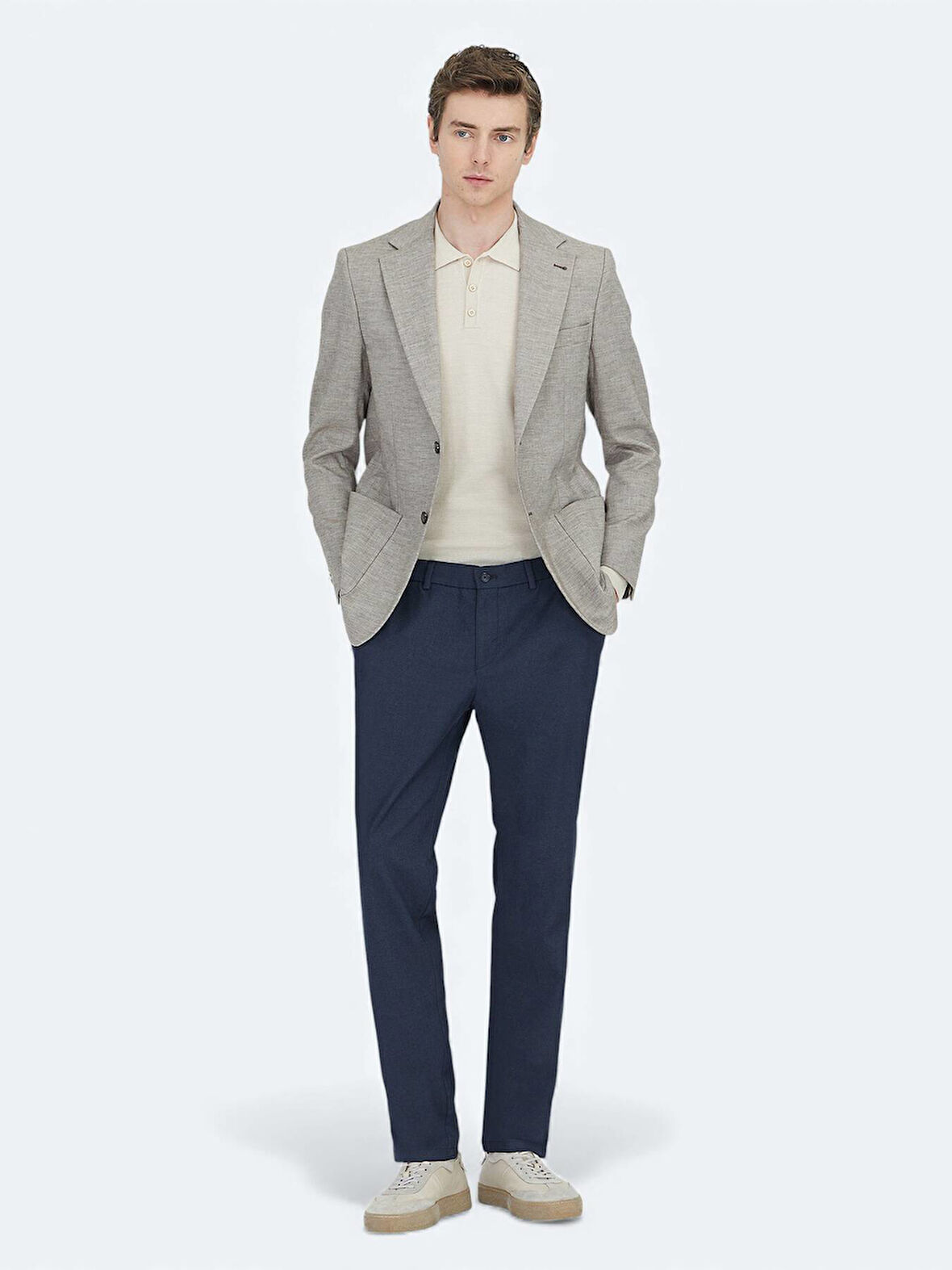 Koyu Kahve Desenli Modern Fit Yün Karışımlı Ceket