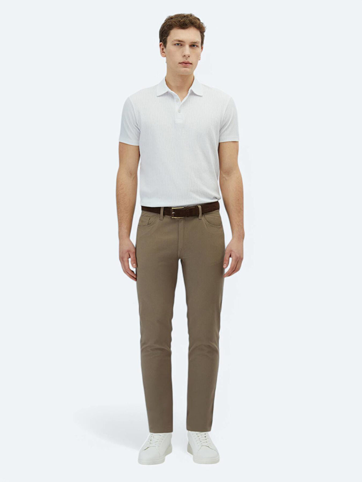Fındık Düz Dokuma Slim Fit Casual Pamuk Karışımlı Pantolon