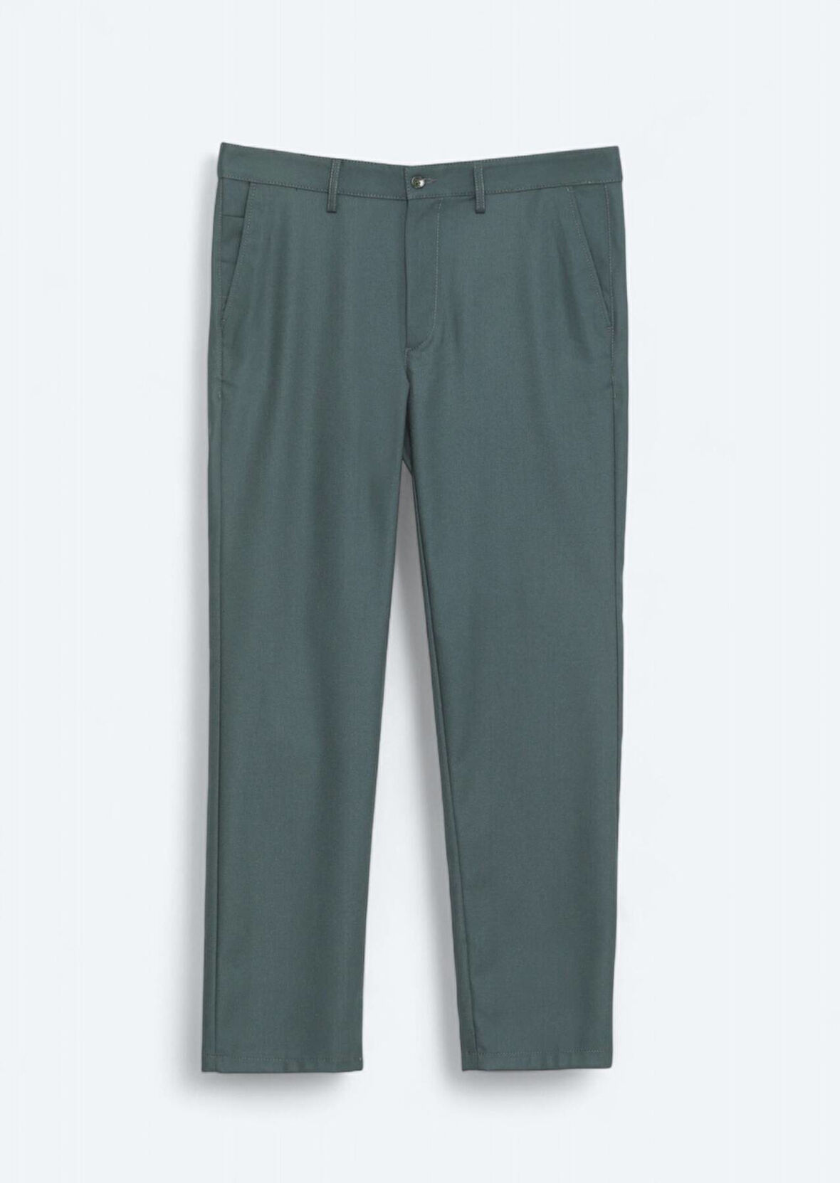 Haki Düz Dokuma Regular Fit Casual Pantolon