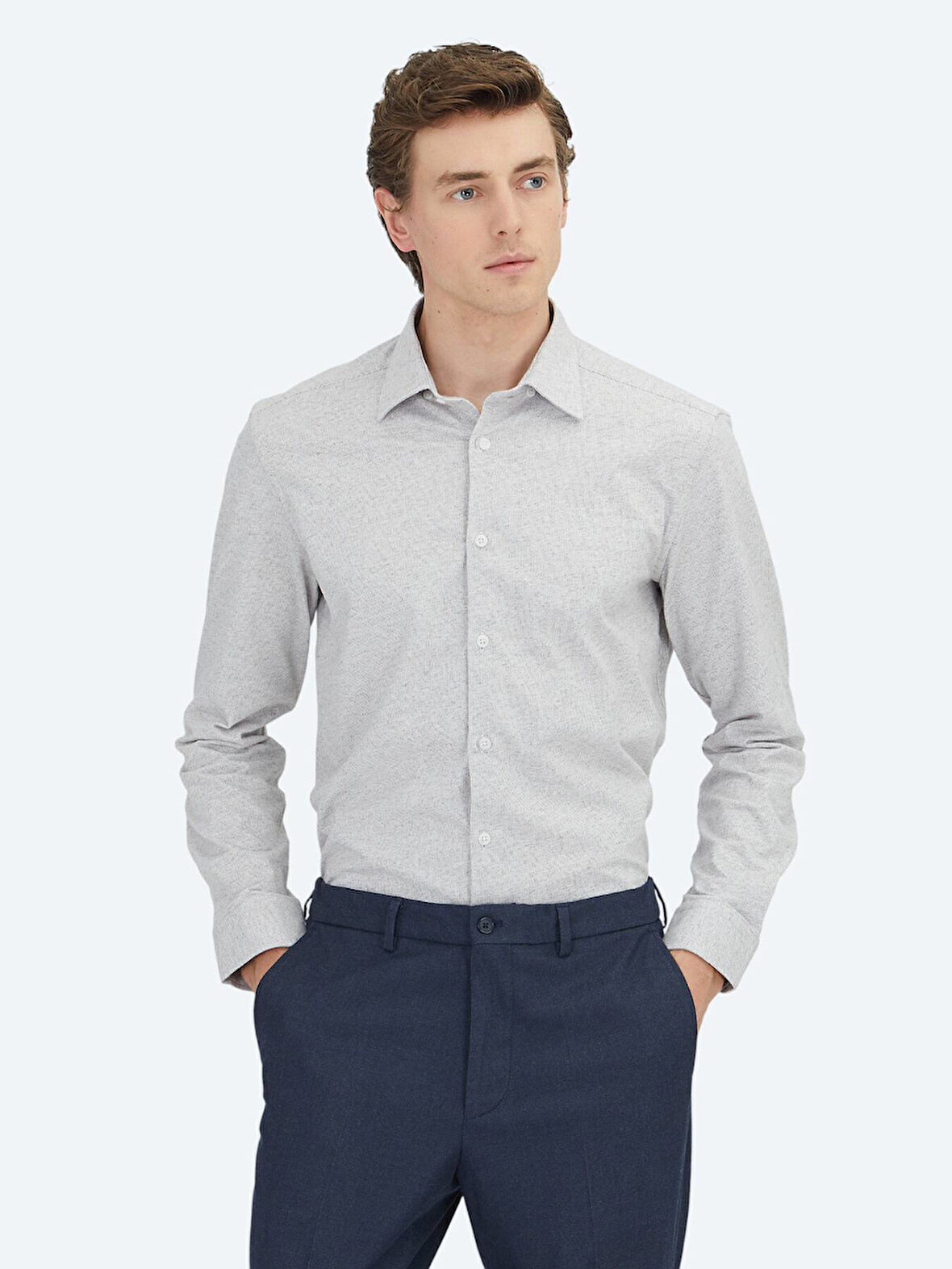 Vizon Çizgili Regular Fit Dokuma Casual %100 Pamuk Gömlek