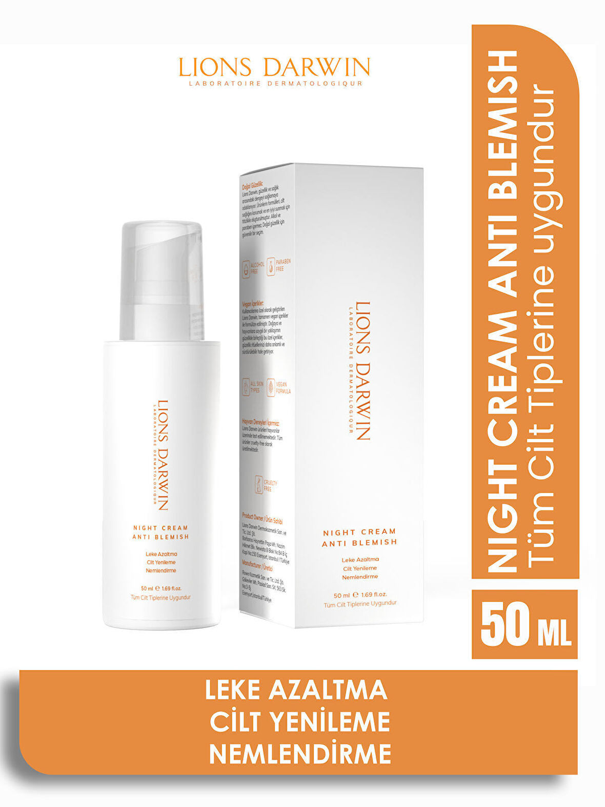 LionsDarwin Leke Karşıtı Gece Kremi / Night Cream Anti Blemısh