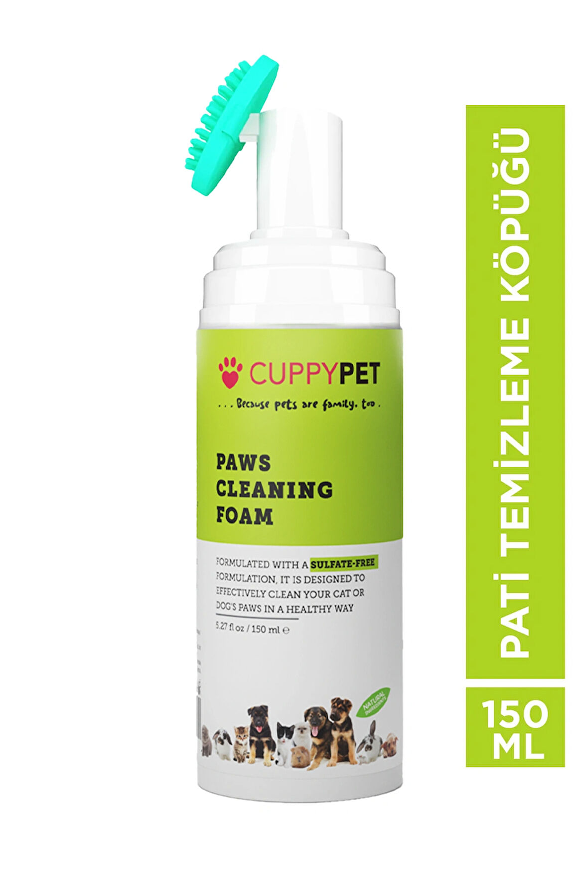 Cupyypet Evcil Hayvanlar İçin Pati Temizleme Köpüğü 150 ml