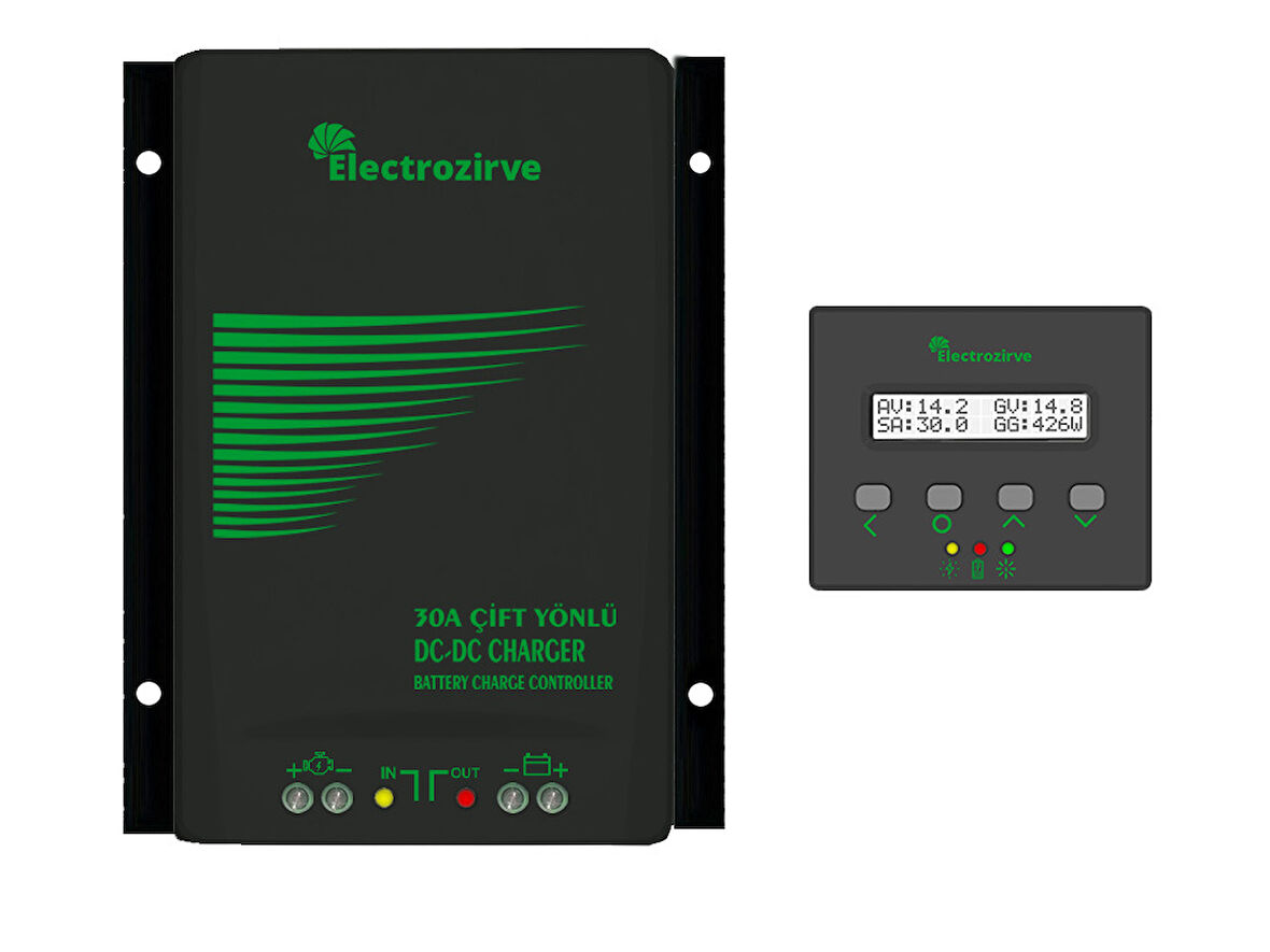 30A Dc-Dc Bidirection Charger Akü Şarj Kontrol+Ekran