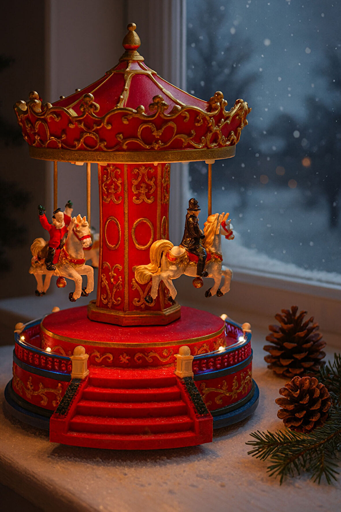 Waldern Premium Collection Işıklı Kırmızı Atlı Karınca Dekoratif Yılbaşı Süsü