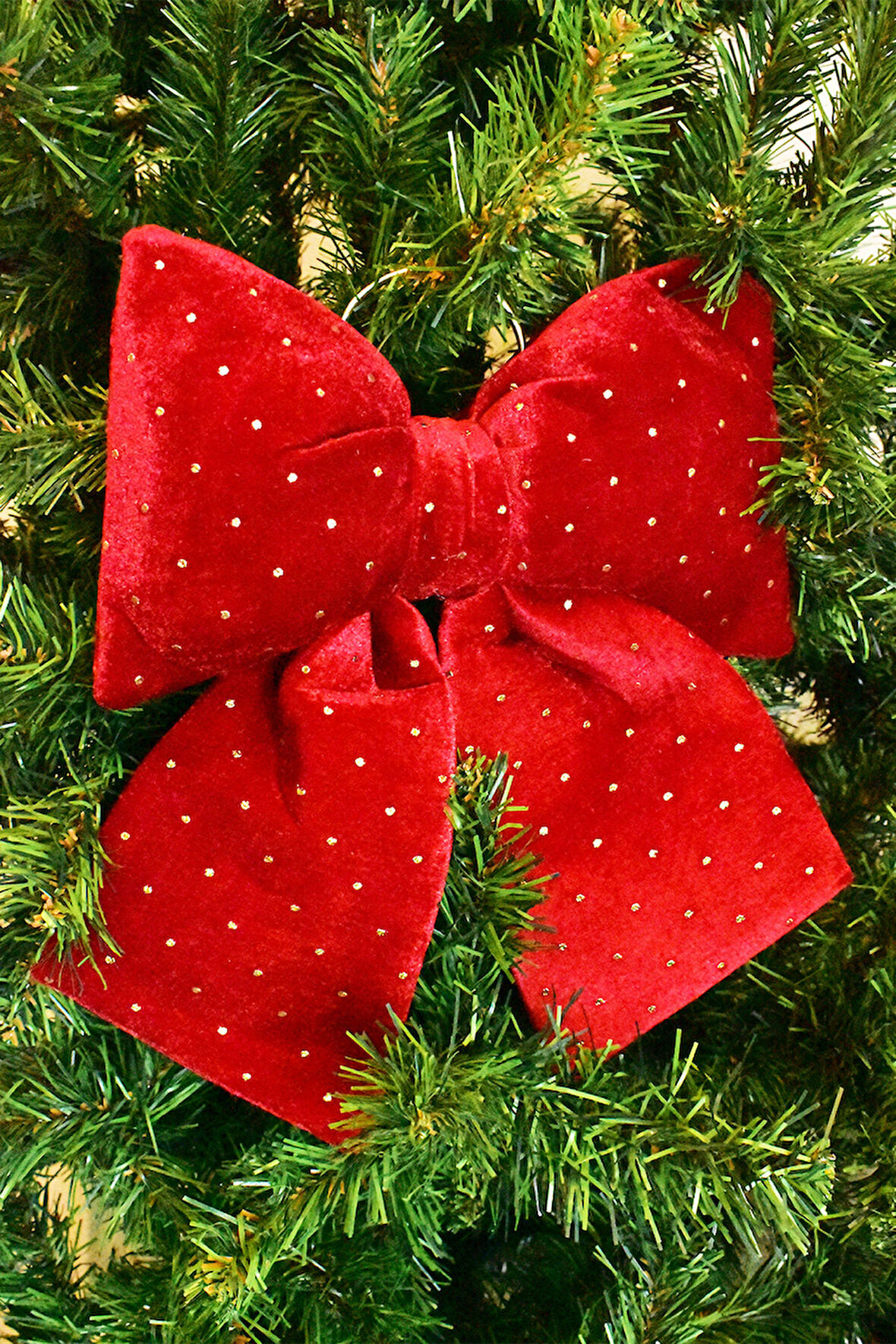 Waldern Kırmızı Yaldızlı Kurdela 32*40 cm Yılbaşı Ağacı Süsü