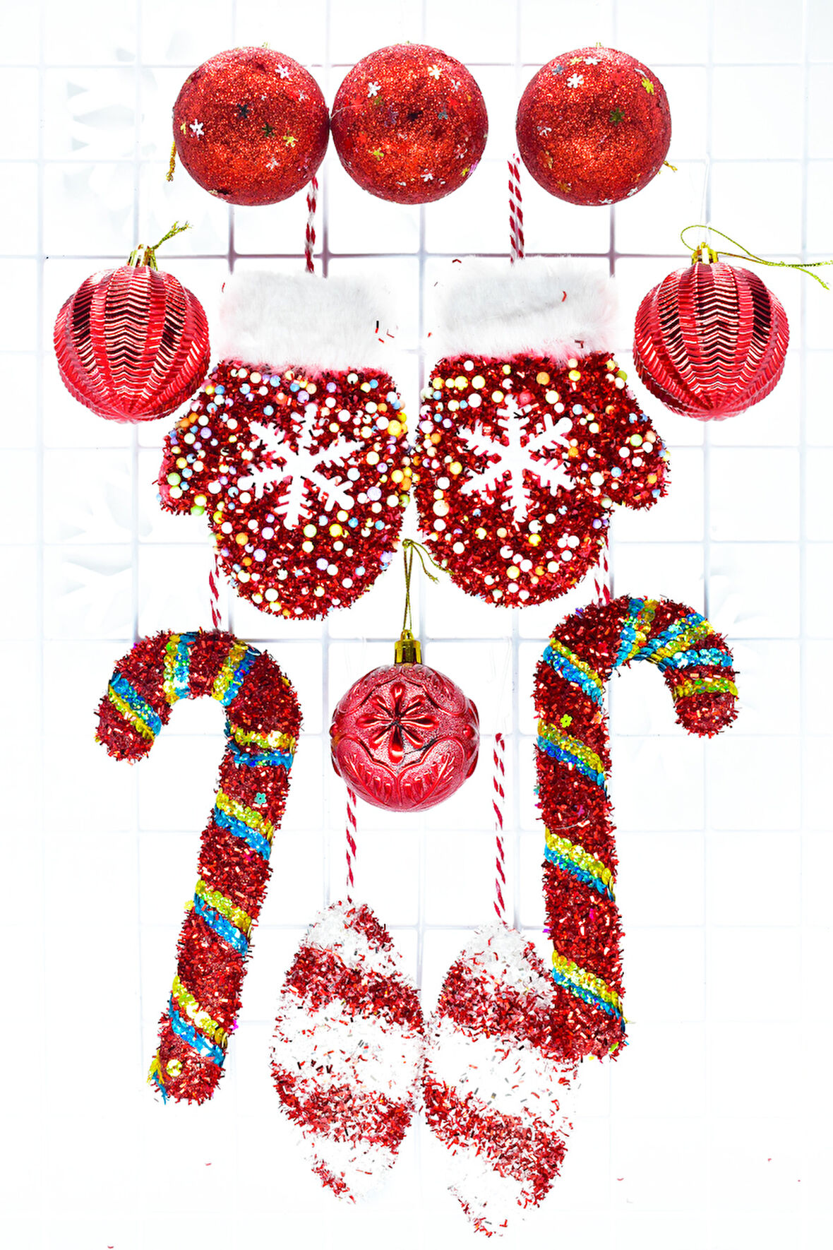 Waldern Premium Collection Luxury 12'li Mix Kırmızı Süs Seti