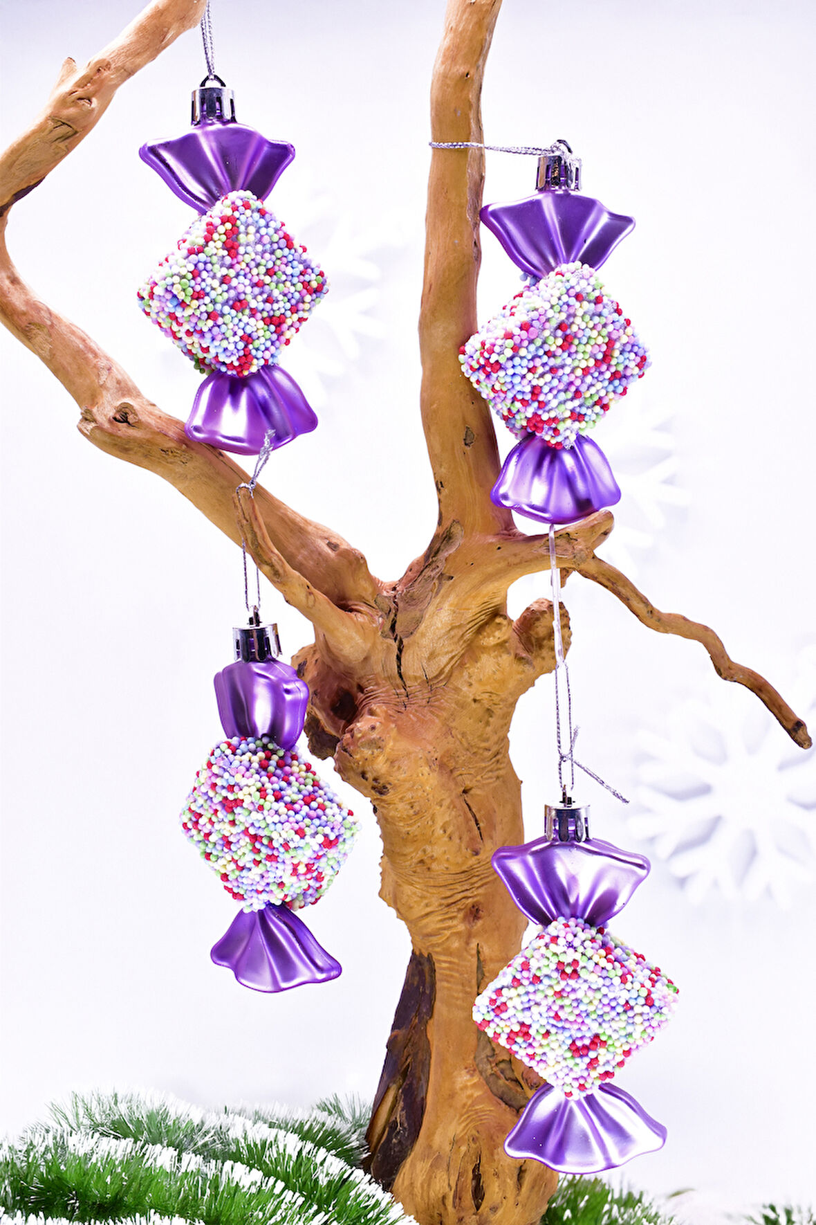 Waldern Premium Collection 4lü Pembe Şeker Süs Yılbaşı Süsü