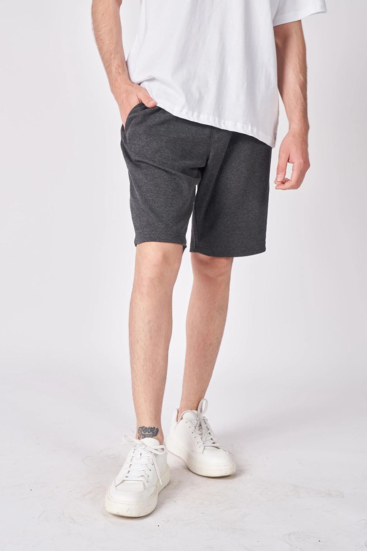 Erkek Dokulu Oversize Bermuda