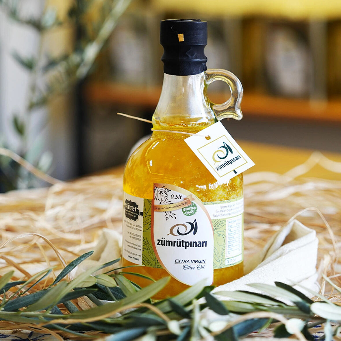 Natural Sızma Soğuk Sıkım Zeytinyağı 0,5 L Cam Şişe