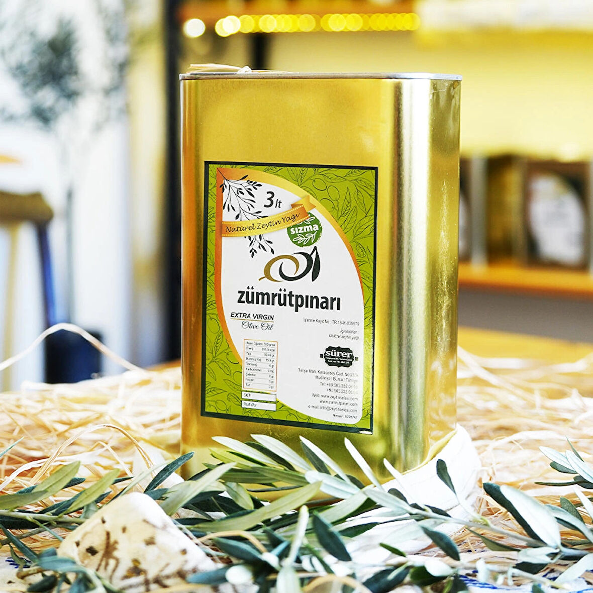 Naturel Sızma Soğuk Sıkım Zeytinyağı 3 L Teneke