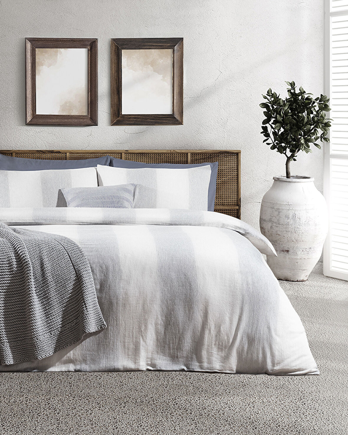 Berthe Tek Kişilik Pamuklu Armürlü Nevresim Takımı - Gri