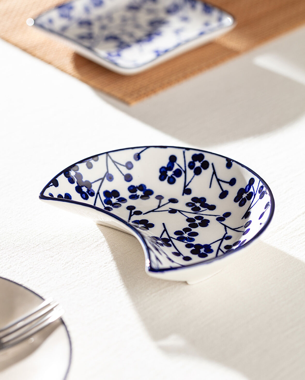 Rêve Bleu Ange New Bone China Servis Tabağı - 15 cm - Mavi/Beyaz