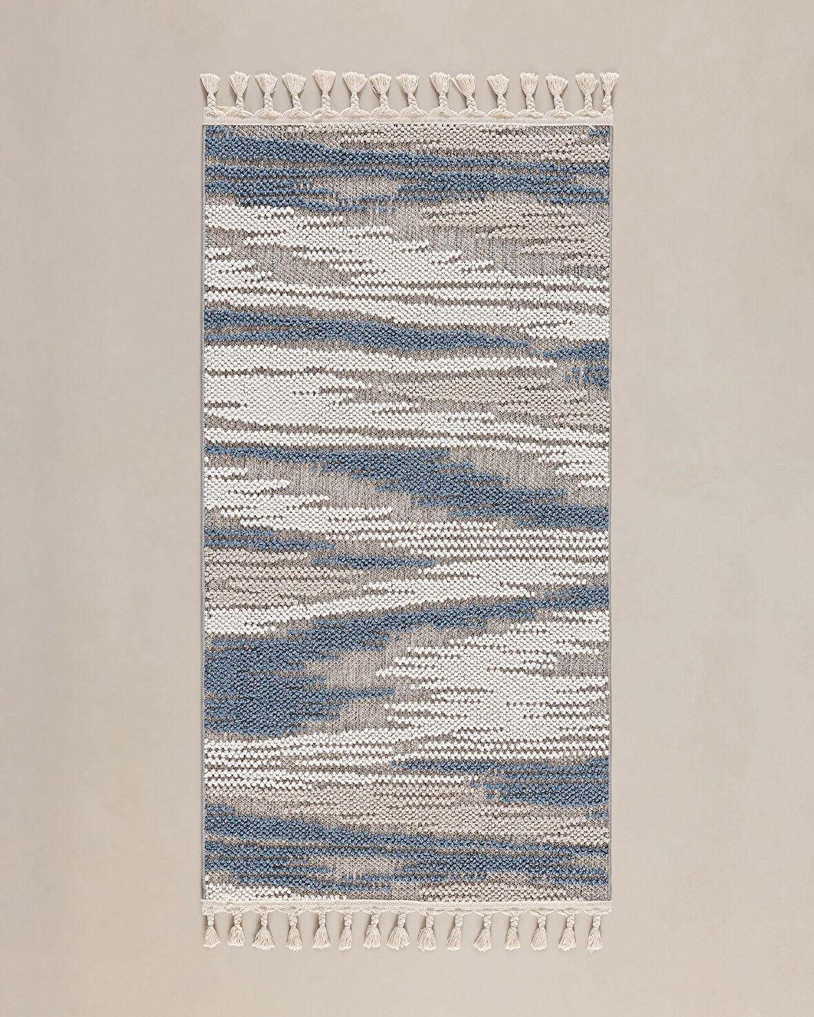 Grania Saçaklı Halı - Gri - 80x150 cm