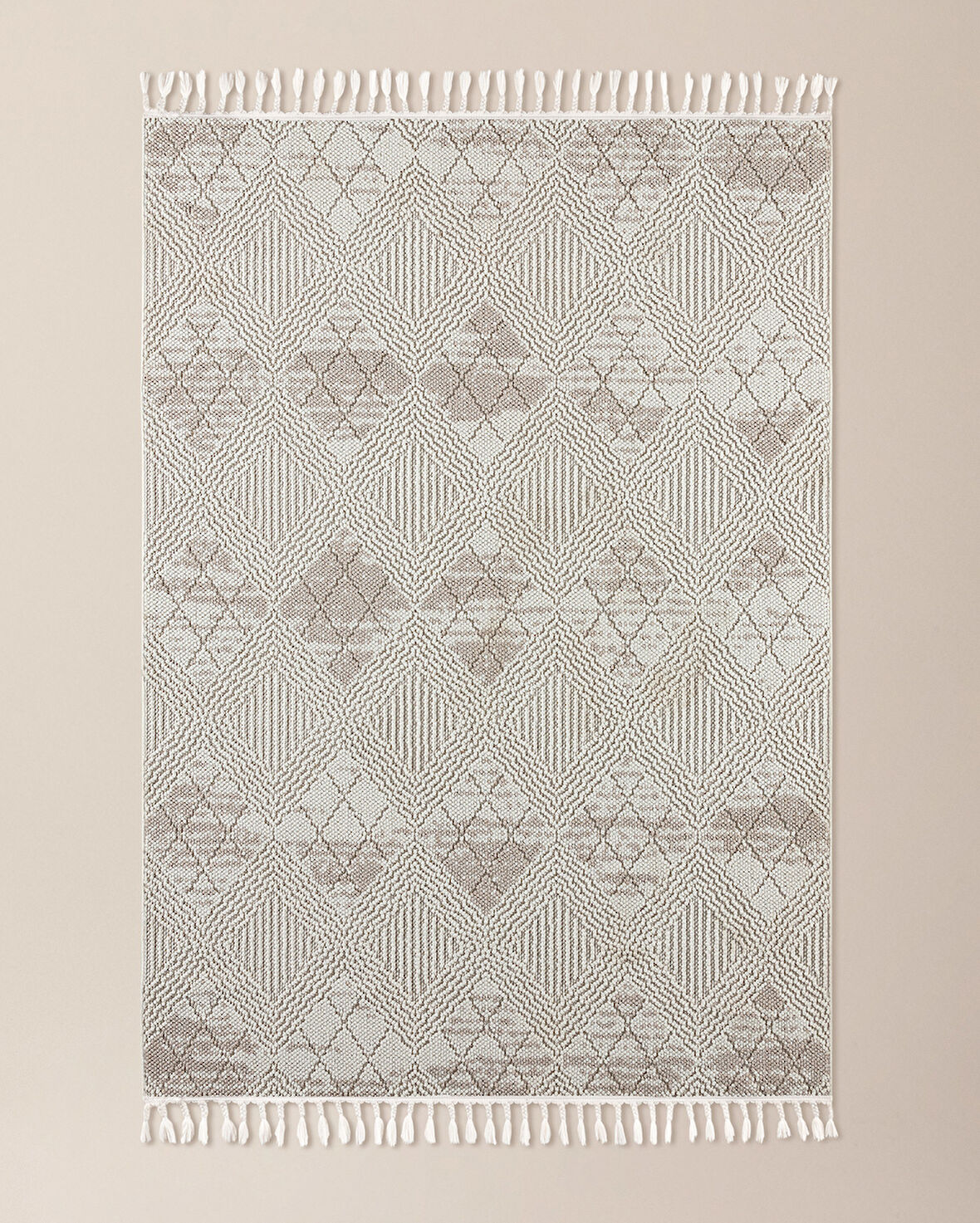 Clavier Saçaklı Halı - Kemik - 80x150 cm
