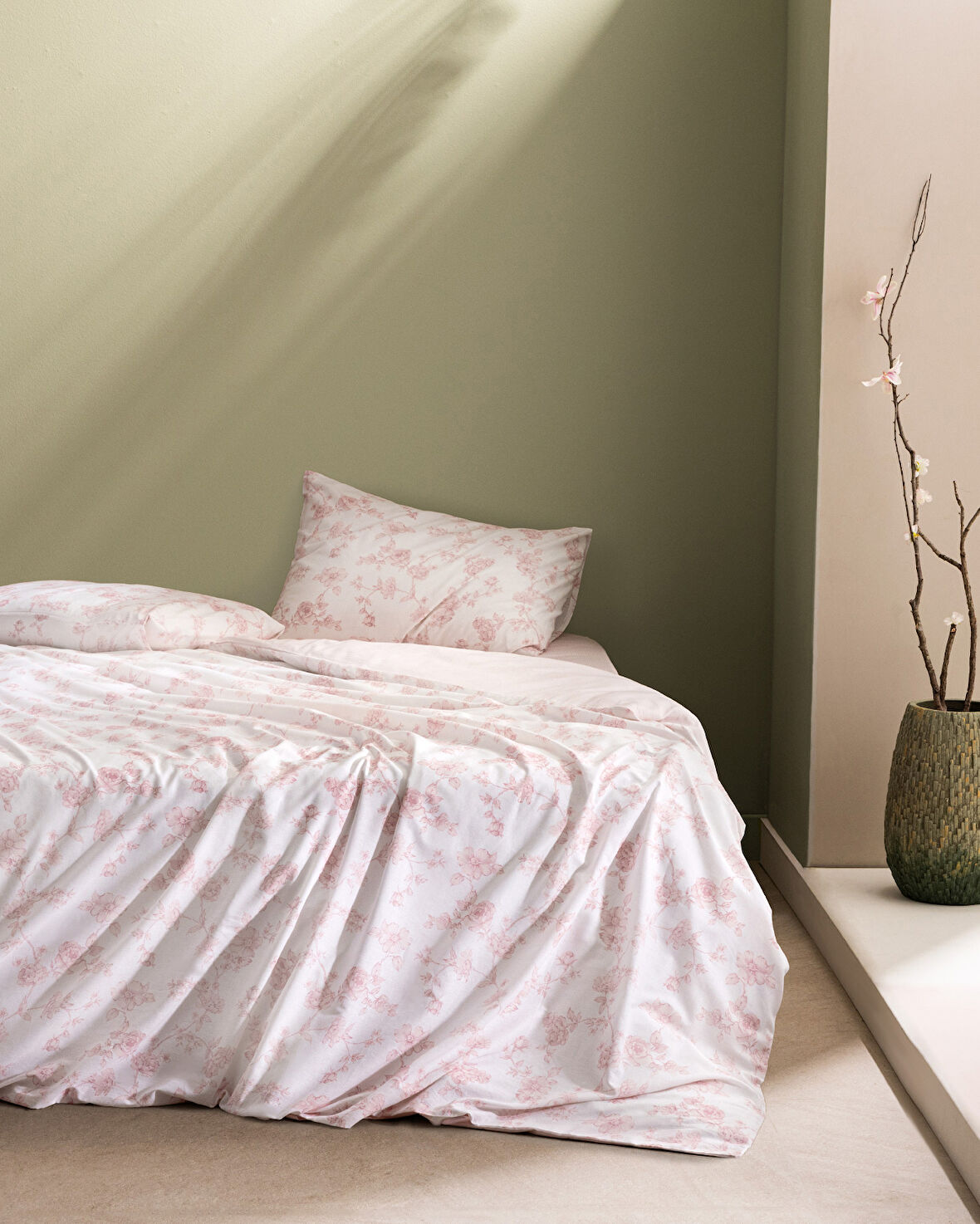 Tiny King Size %100 Pamuk Ranforce Baskılı Nevresim Takımı - Pudra