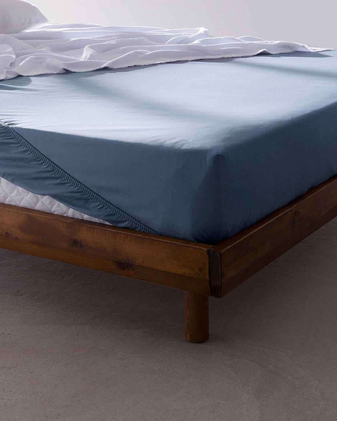 Manon King Size Plus %100 Pamuk Ranforce Lastikli Çarşaf - Koyu Mavi