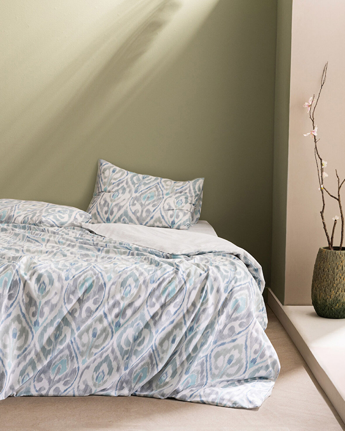 Norris Tek Kişilik %100 Pamuk Ranforce Lastikli Baskılı Nevresim Takımı - Gri/Mint