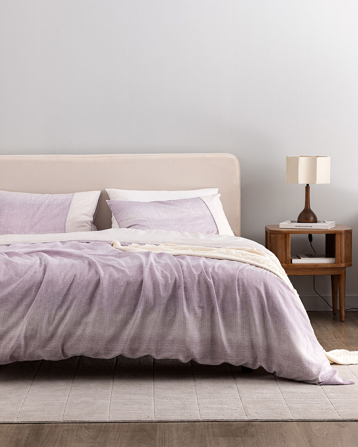 Adelya King Size %100 Pamuk Madame Coco Crep Baskılı Nevresim Takımı - Mürdüm