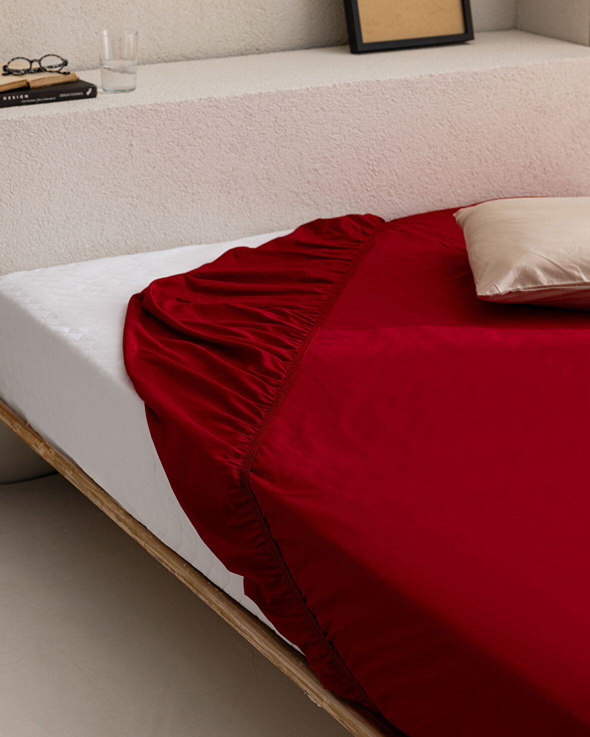 Manon King Size %100 Pamuk Ranforce Lastikli Çarşaf - Kırmızı