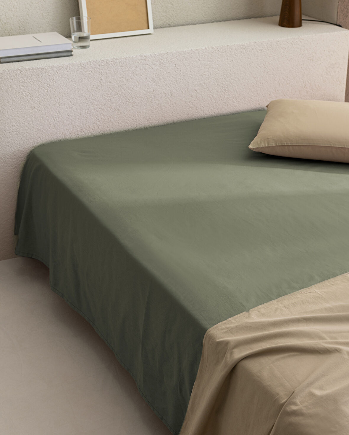 Manon King Size Plus %100 Pamuk Ranforce Lastiksiz Çarşaf - Yeşil