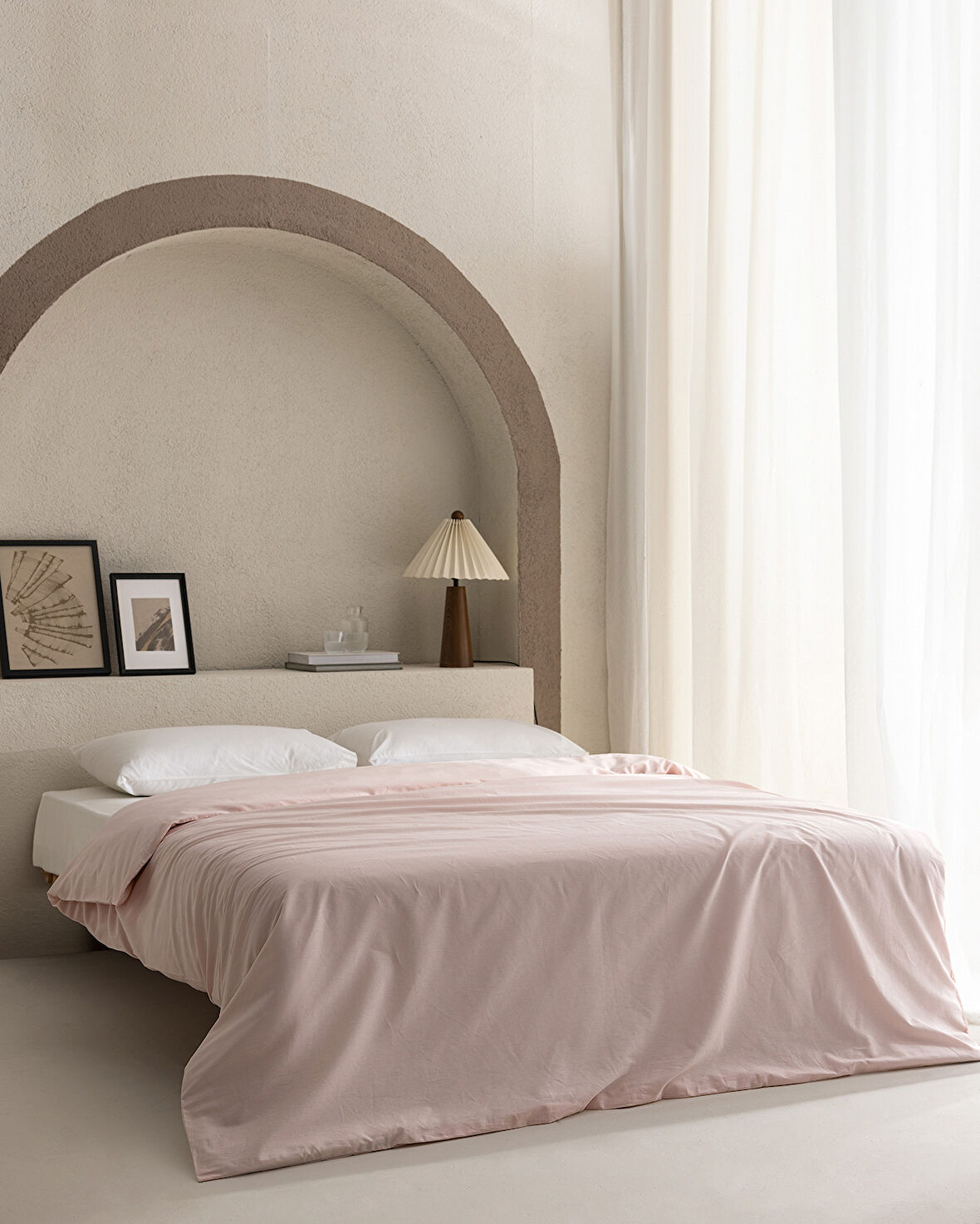 Manon King Size %100 Pamuk Ranforce Düz Nevresim - Pudra