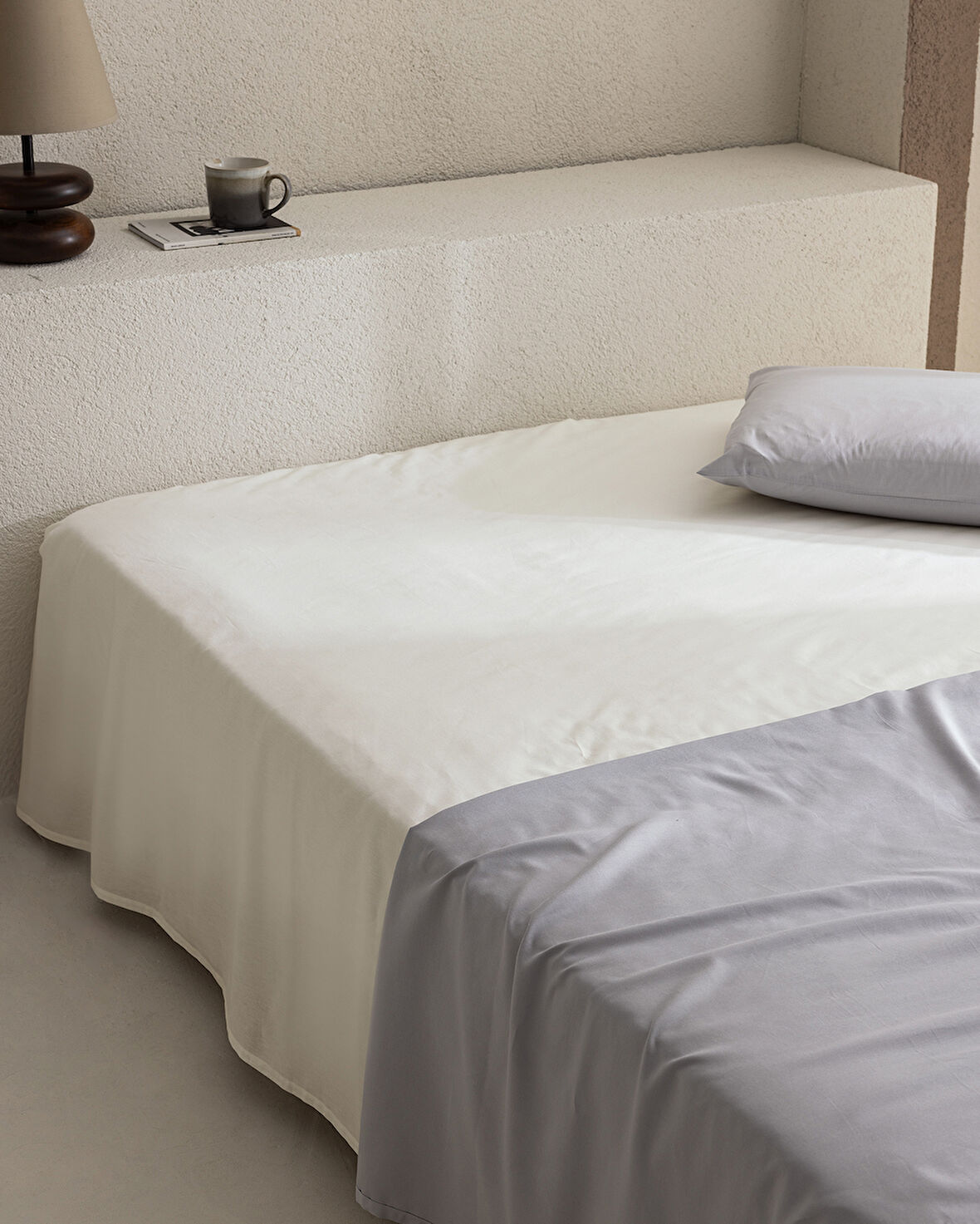 Manon King Size %100 Pamuk Ranforce Lastiksiz Çarşaf - Ekru