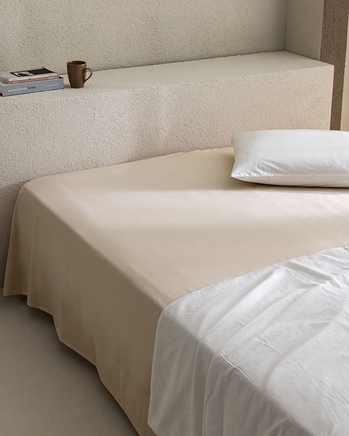Manon King Size %100 Pamuk Ranforce Lastiksiz Çarşaf - Bej
