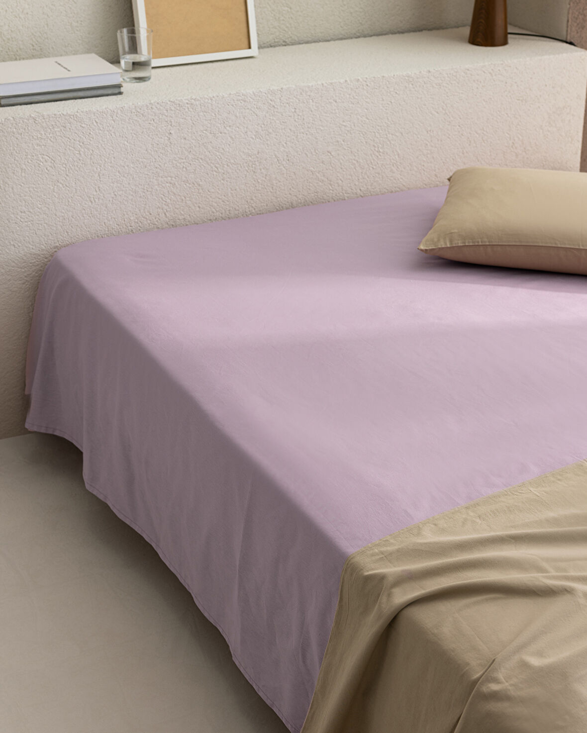 Manon King Size %100 Pamuk Ranforce Lastiksiz Çarşaf - Açık Mürdüm