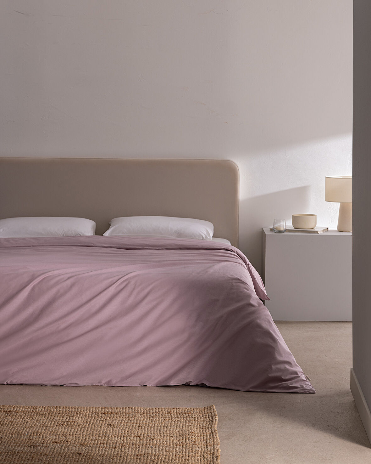 Manon King Size %100 Pamuk Ranforce Düz Nevresim - Açık Mürdüm