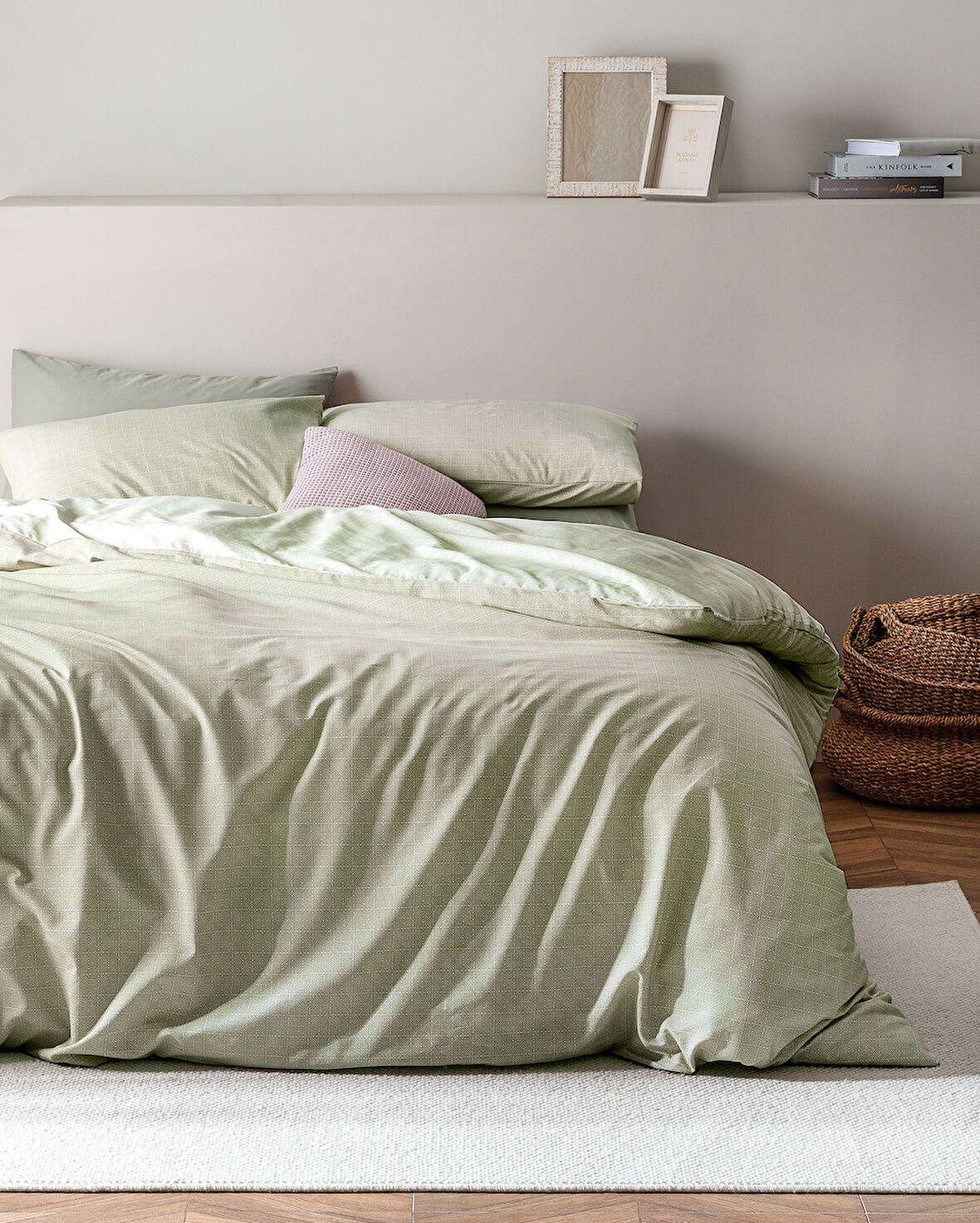 Odette King Size %100 Pamuk Ranforce Baskılı Nevresim Takımı - Haki