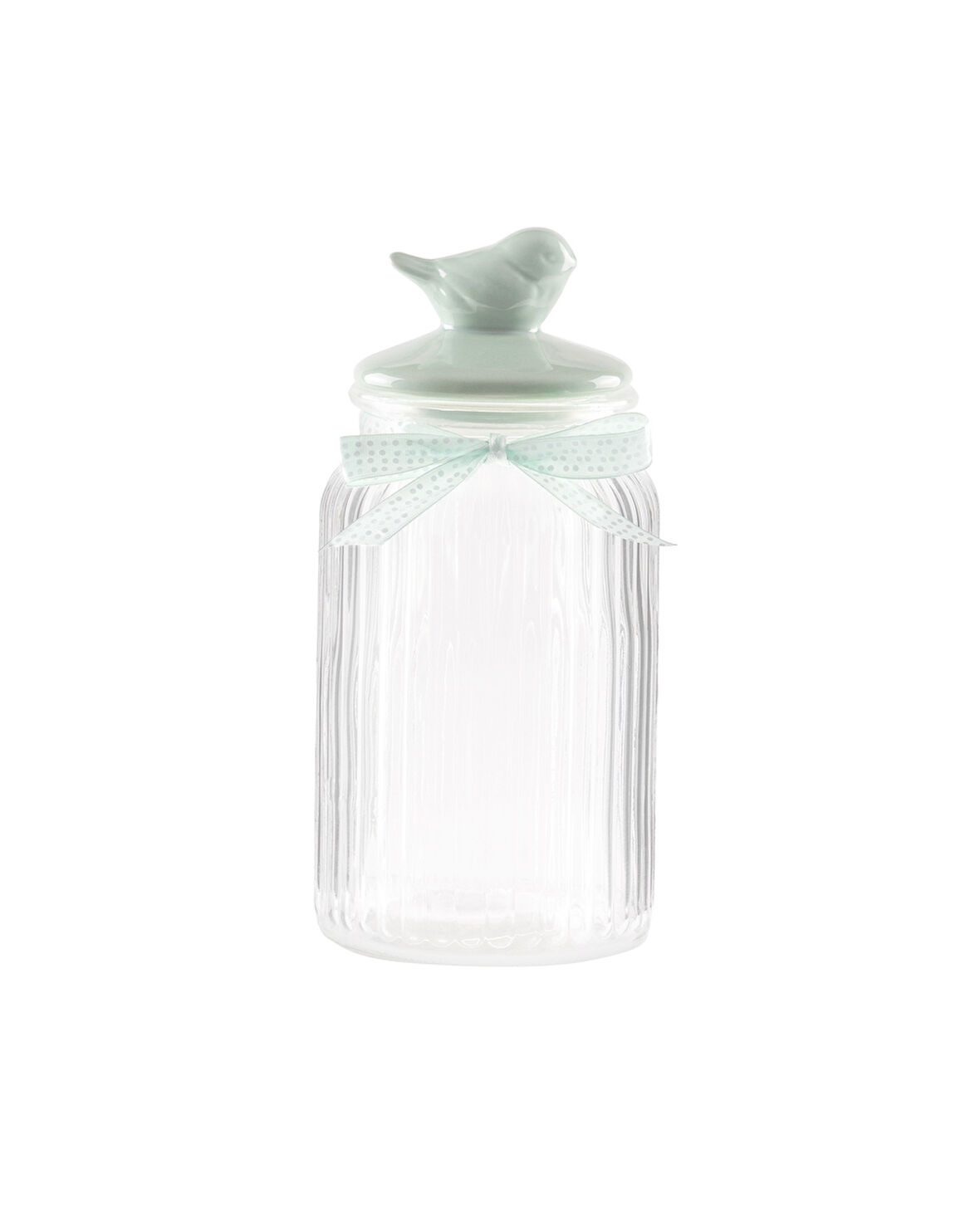 Kuşlu Kavanoz Silindir - Mint Yeşili - 1300 ml