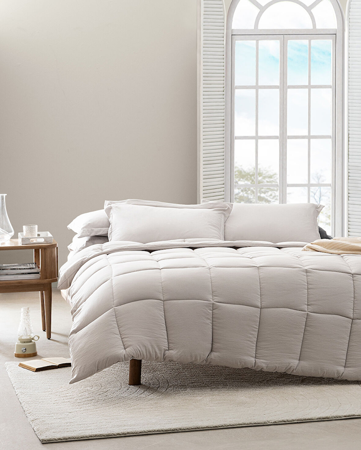 Mona Tek Kişilik Comforter Set - Taş