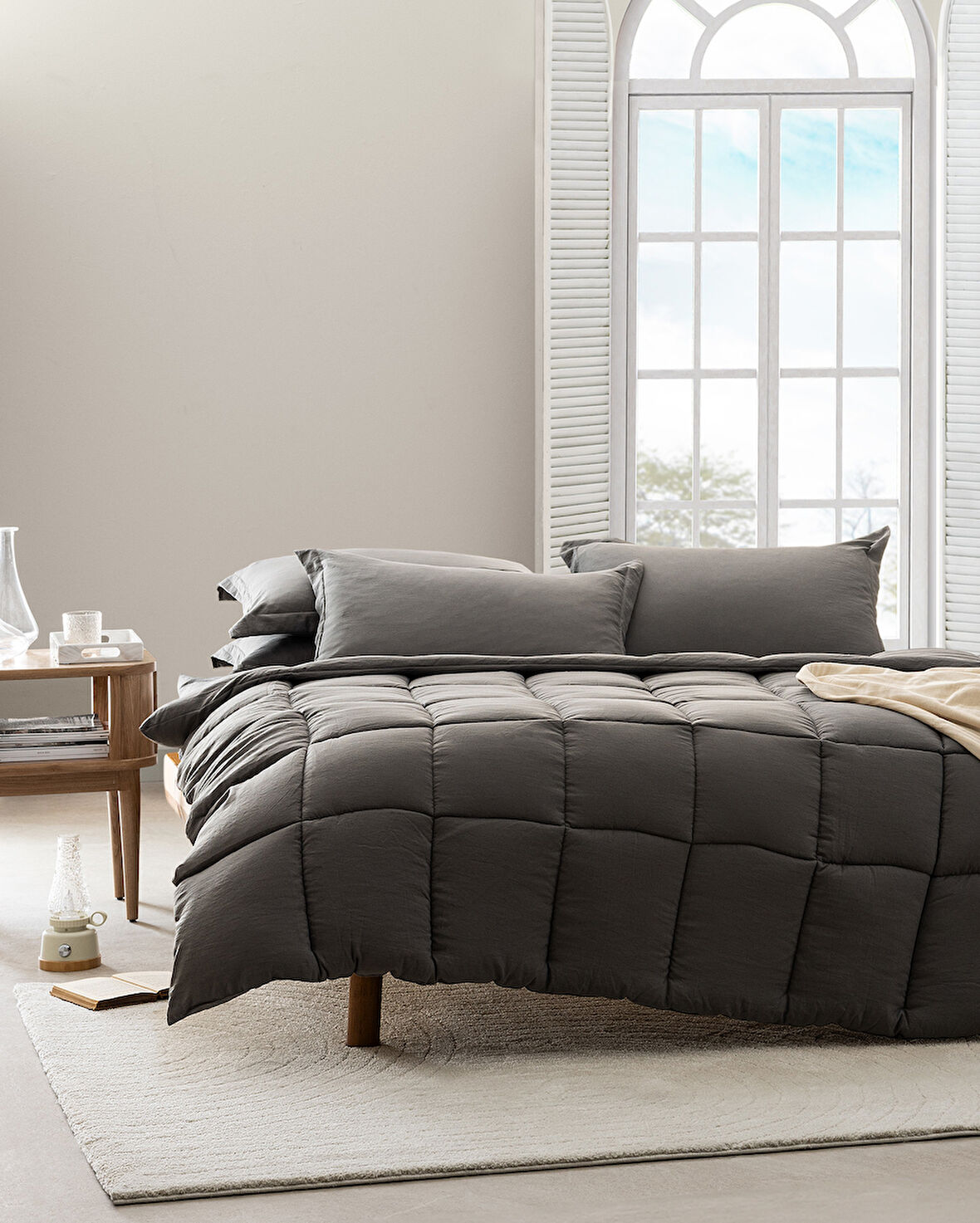 Mona Tek Kişilik Comforter Set - Antrasit