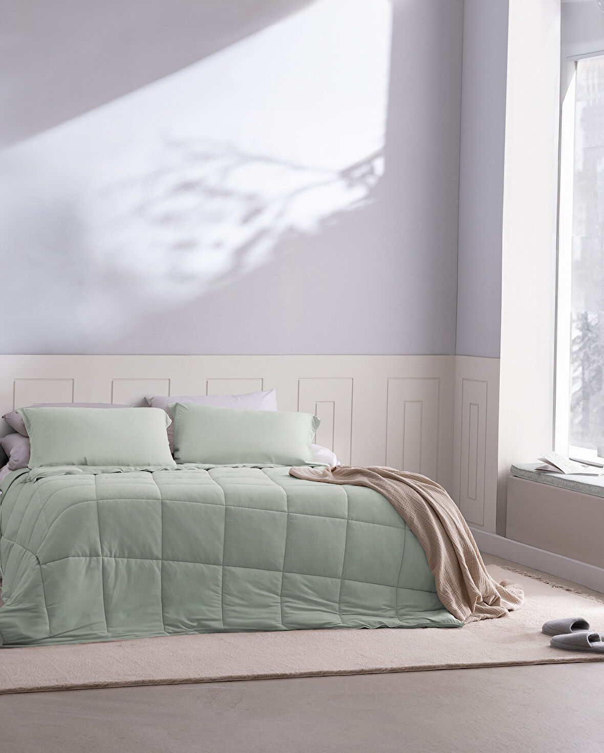 İlus Çift Kişilik Bambu Comforter Set - Mint Yeşili